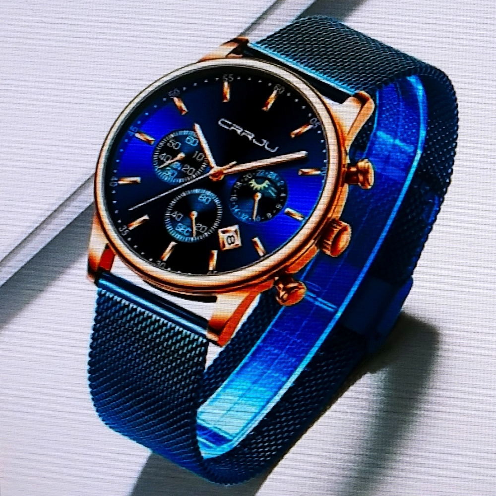 Men's Chronograph Watch | Steel Quartz, Mesh Strap